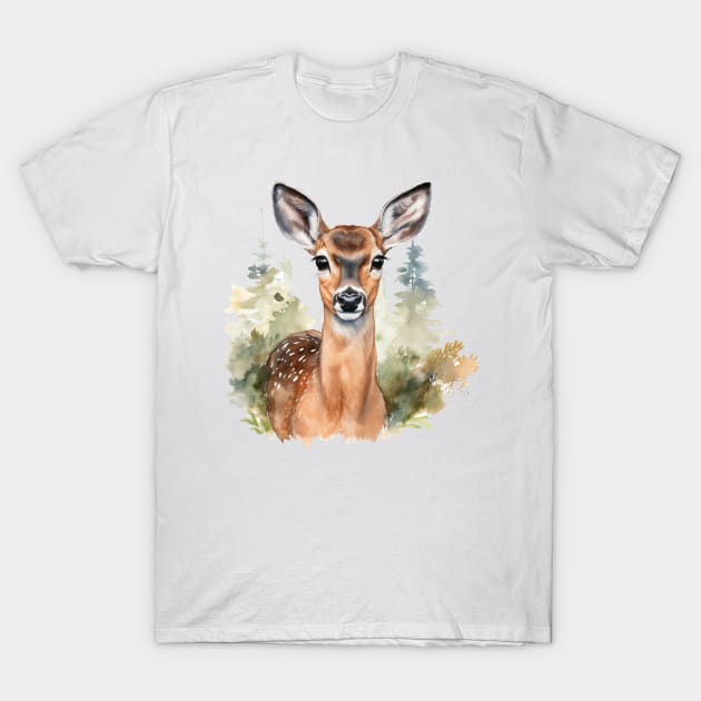 Watercolor Doe 1 T-Shirt by The Art Mage